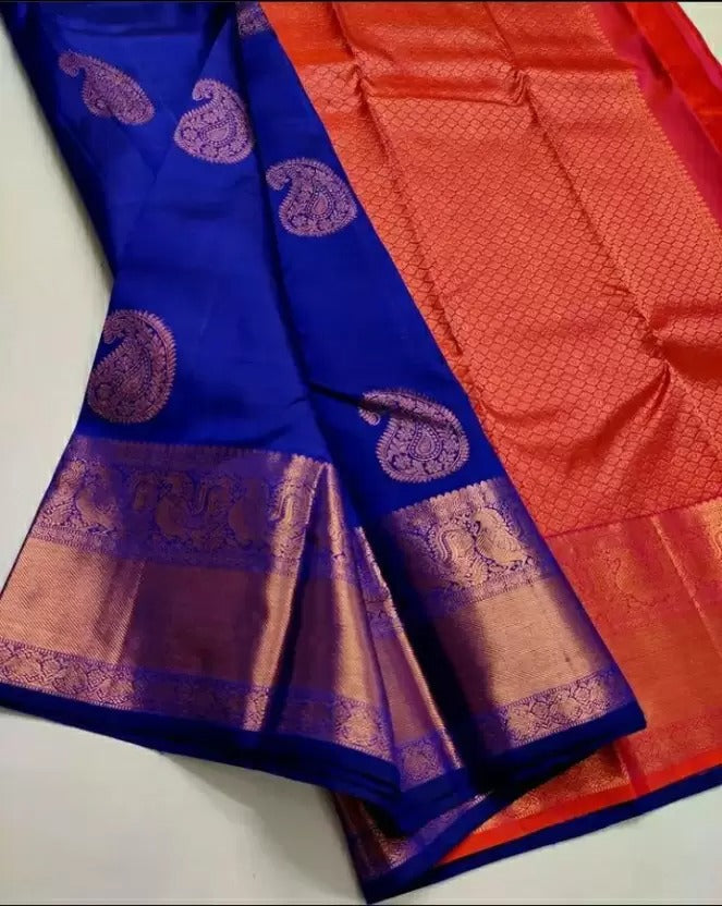 Rhapsody Royal Blue Soft Silk Saree With Ravishing Blouse Piece