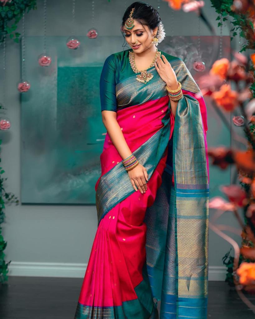 Scrumptious Dark Pink Soft Silk Saree With Panoply Blouse Piece