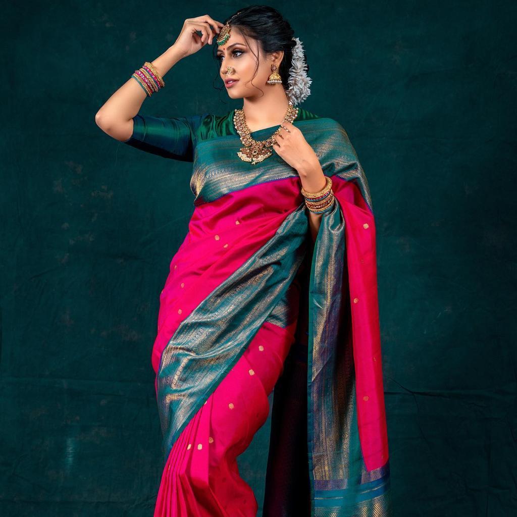 Scrumptious Dark Pink Soft Silk Saree With Panoply Blouse Piece