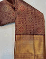 Energetic Maroon Pure Zari Weaving Banarasi Silk Saree With Blooming Blouse Piece
