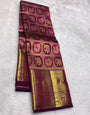 Serendipity Purple Pure Zari Weaving Banarasi Silk Saree With Amiable Blouse Piece
