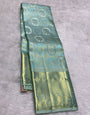 Stylish Sky Pure Zari Weaving Banarasi Silk Saree With Sonorous Blouse Piece