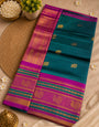 Imaginative Rama Pure Banarasi Silk Saree With Palimpsest Blouse Piece