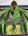 Ratatouille Green Pure Banarasi Silk Saree With Snazzy Blouse Piece