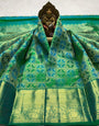 Prominent Parrot Pure Banarasi Silk Saree With Super classy Blouse Piece