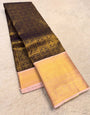 Smart Brown Pure Banarasi Silk Saree With Lissome Blouse Piece