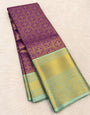 Murmurous Purple Pure Banarasi Silk Saree With Beauteous Blouse Piece
