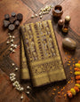 Glowing Brown Pure Banarasi Silk Saree With Traditional Blouse Piece