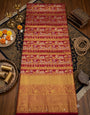Surpassing Dark Pink Pure Banarasi Silk Saree With Flamboyant Blouse Piece