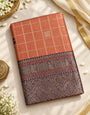 Beauteous Peach Pure Banarasi Silk Saree With Redolent Blouse Piece