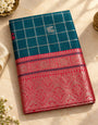Sensational Rama Pure Banarasi Silk Saree With Dissemble Blouse Piece