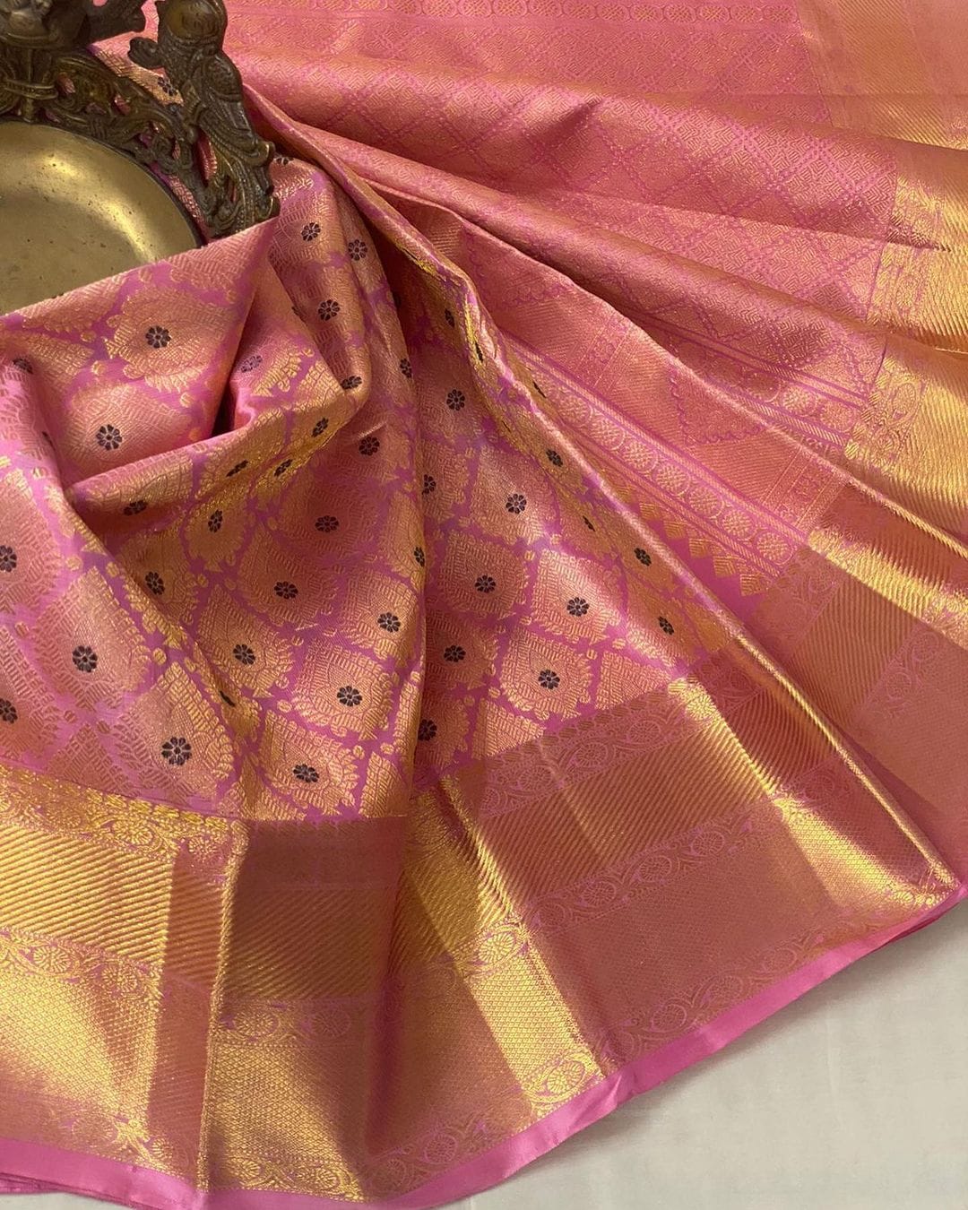 Intricate Pink Soft Silk Saree With Designer Blouse Piece