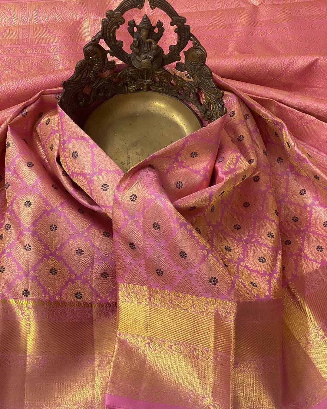 Intricate Pink Soft Silk Saree With Designer Blouse Piece