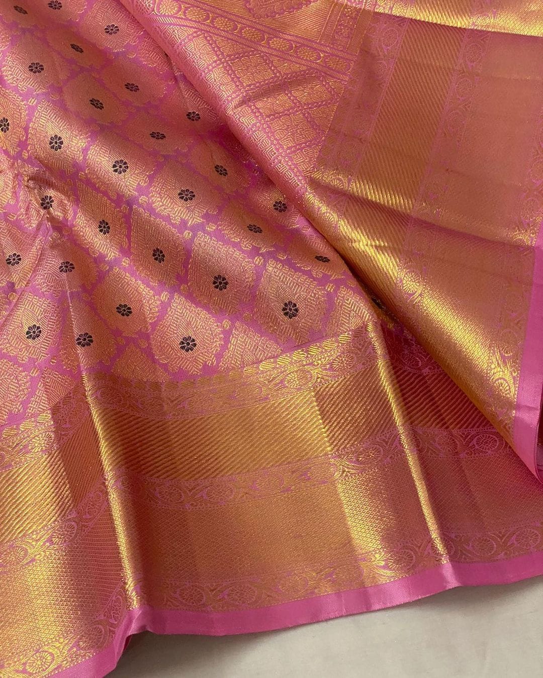 Intricate Pink Soft Silk Saree With Designer Blouse Piece