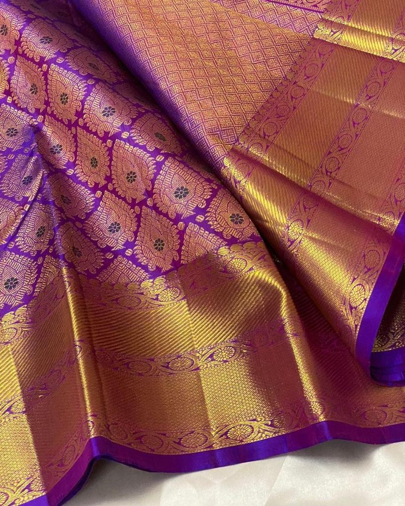 Sonorous Purple Soft Silk Saree With Seraglio Blouse Piece