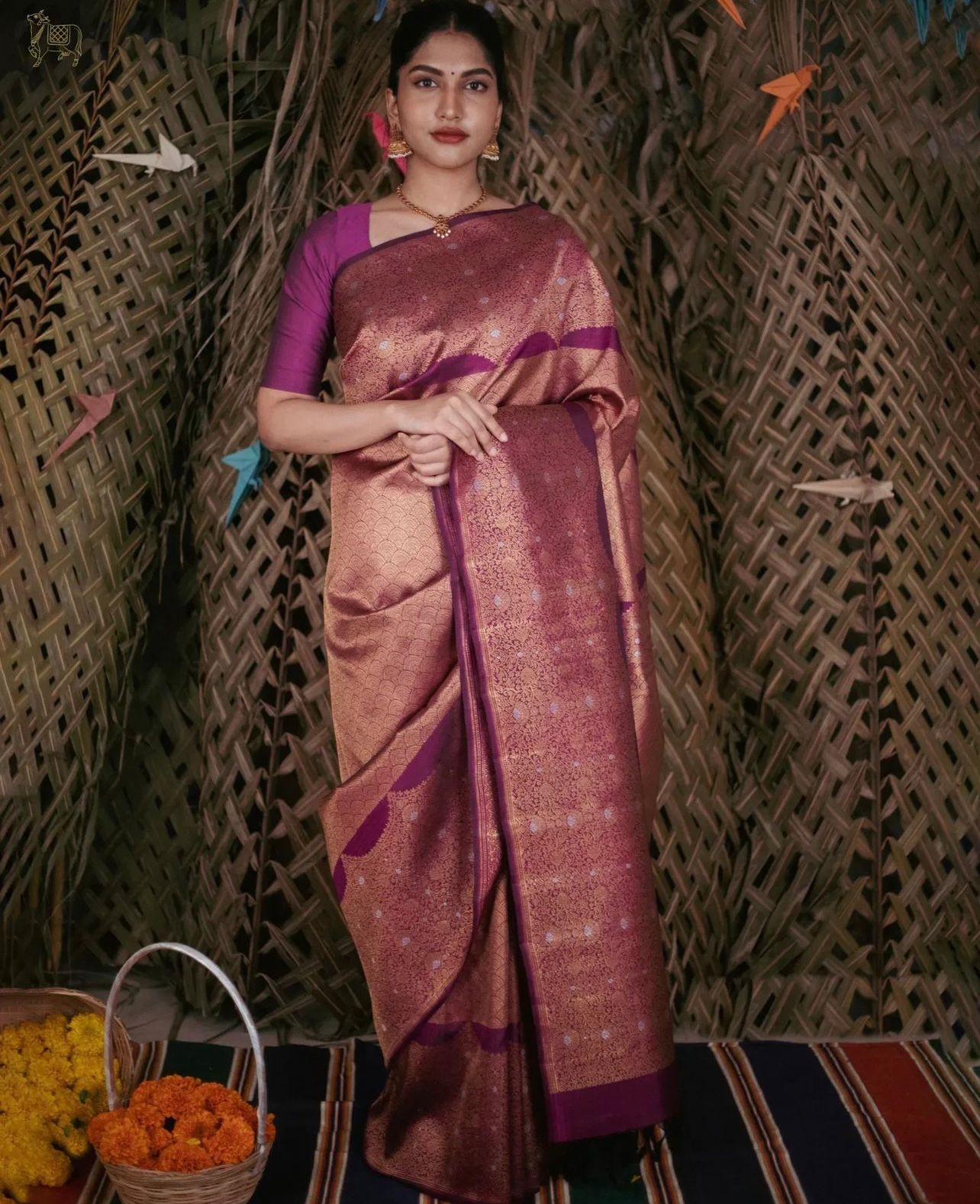 Cynosure Purple Soft Silk Saree With Dissemble Blouse Piece