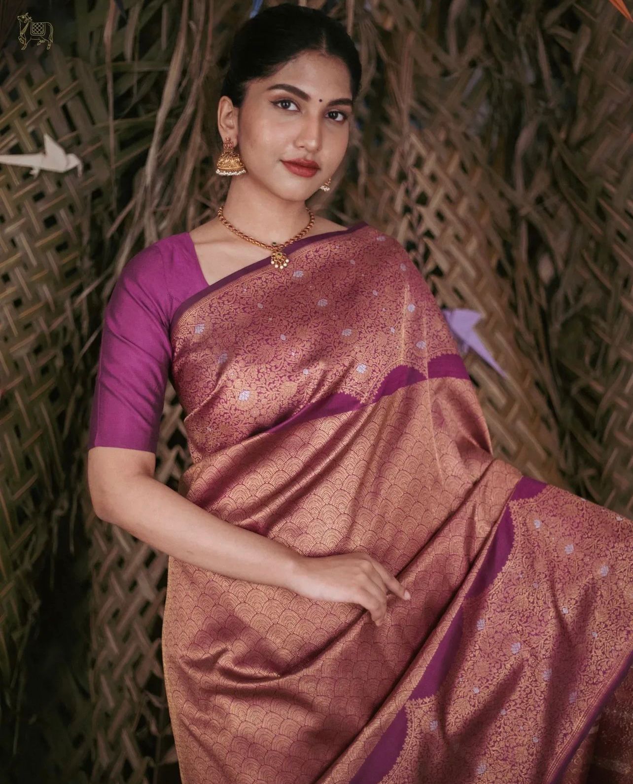 Cynosure Purple Soft Silk Saree With Dissemble Blouse Piece