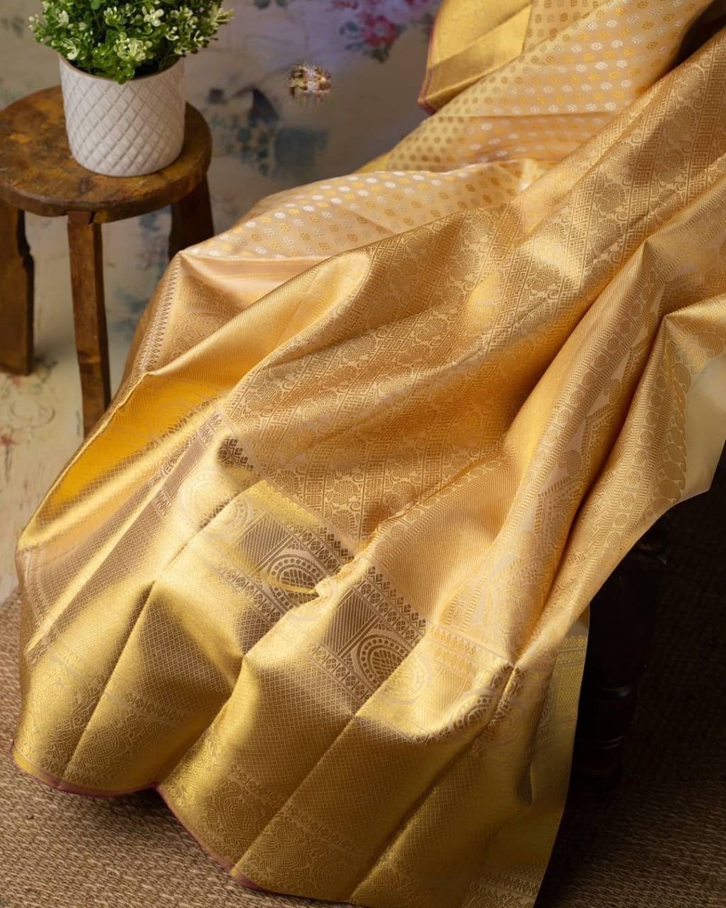 Ebullience Beige Soft Silk Saree With Cynosure Blouse Piece