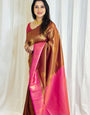 Entrancing Brown Soft Silk Saree With Ineffable Blouse Piece