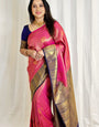 Most Dark Pink Soft Silk Saree With Glowing Blouse Piece