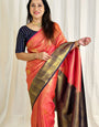 Fugacious Peach Soft Silk Saree With Redolent Blouse Piece