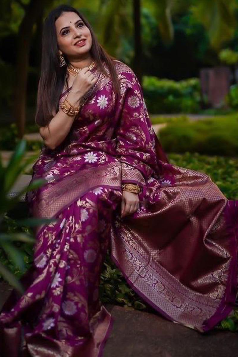 Nebula Purple Soft Silk Saree With Hypnotic Blouse Piece