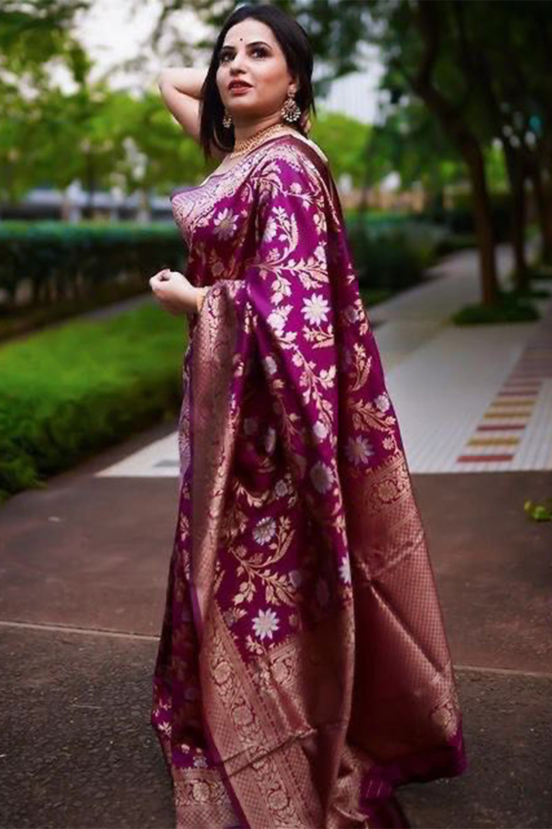 Nebula Purple Soft Silk Saree With Hypnotic Blouse Piece