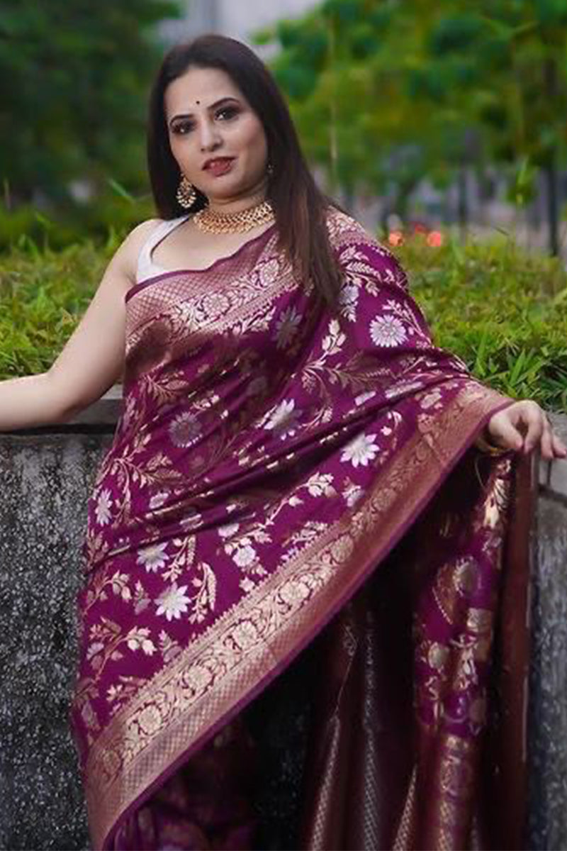 Nebula Purple Soft Silk Saree With Hypnotic Blouse Piece