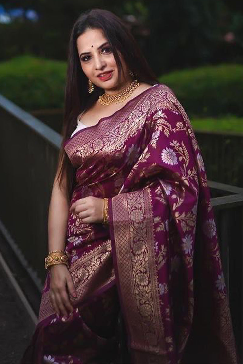 Nebula Purple Soft Silk Saree With Hypnotic Blouse Piece