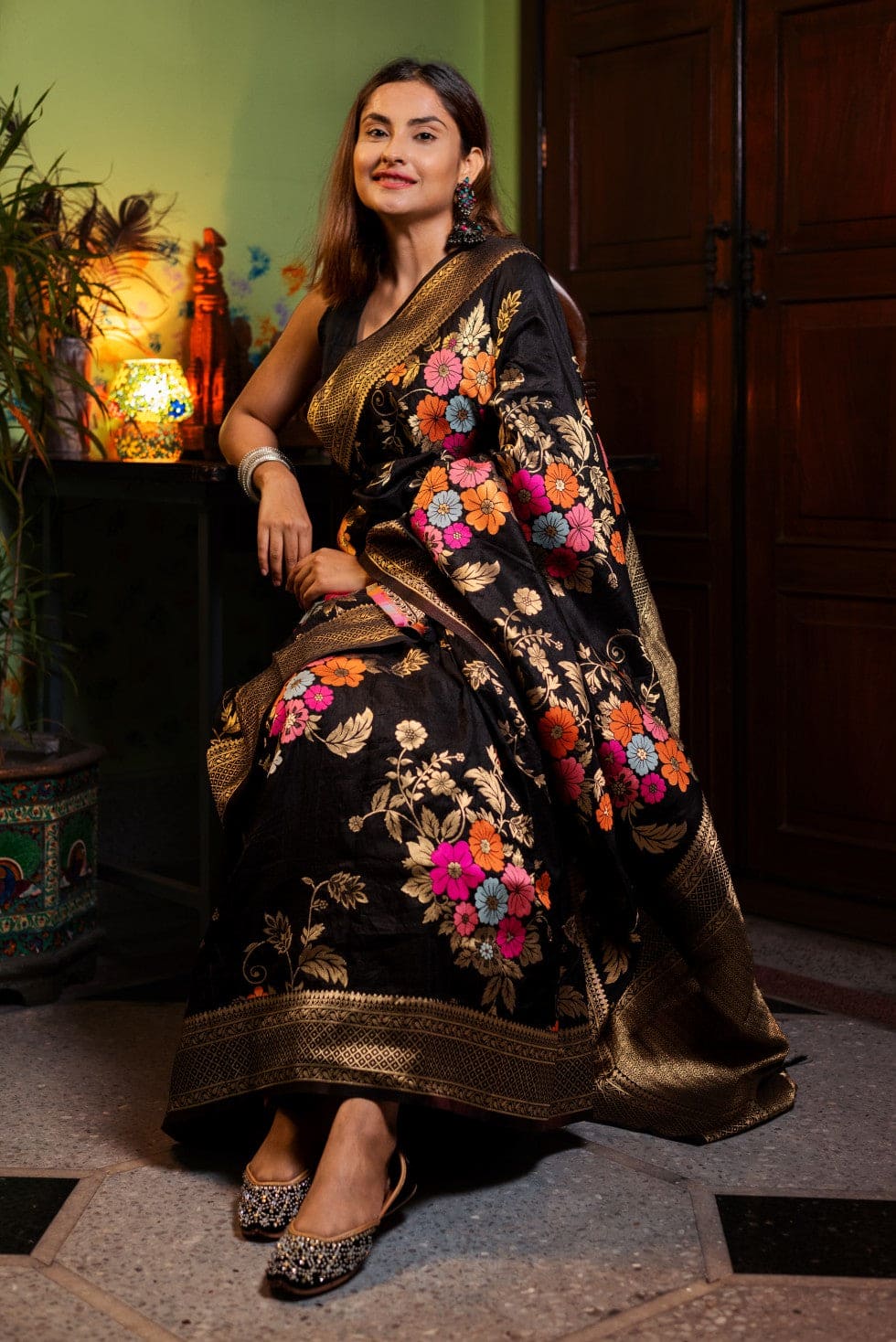 Susurrous Black Soft Banarasi Silk Saree With Amiable Blouse Piece