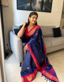 Aplomb Blue Soft Banarasi Silk Saree With Evanescent Blouse Piece