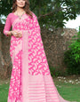 Rhapsodic Dark Pink Cotton Silk Saree With Ineffable Blouse Piece