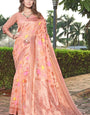 Inimitable Peach Pashmina Saree With Fantabulous Blouse Piece