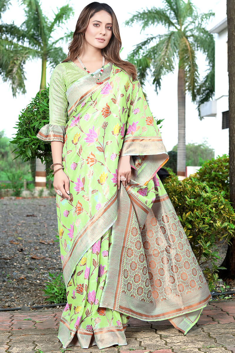 Propinquity Pista Pashmina Saree With Smashing Blouse Piece