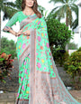 Flaunt Sea Green Pashmina saree With Prominent Blouse Piece