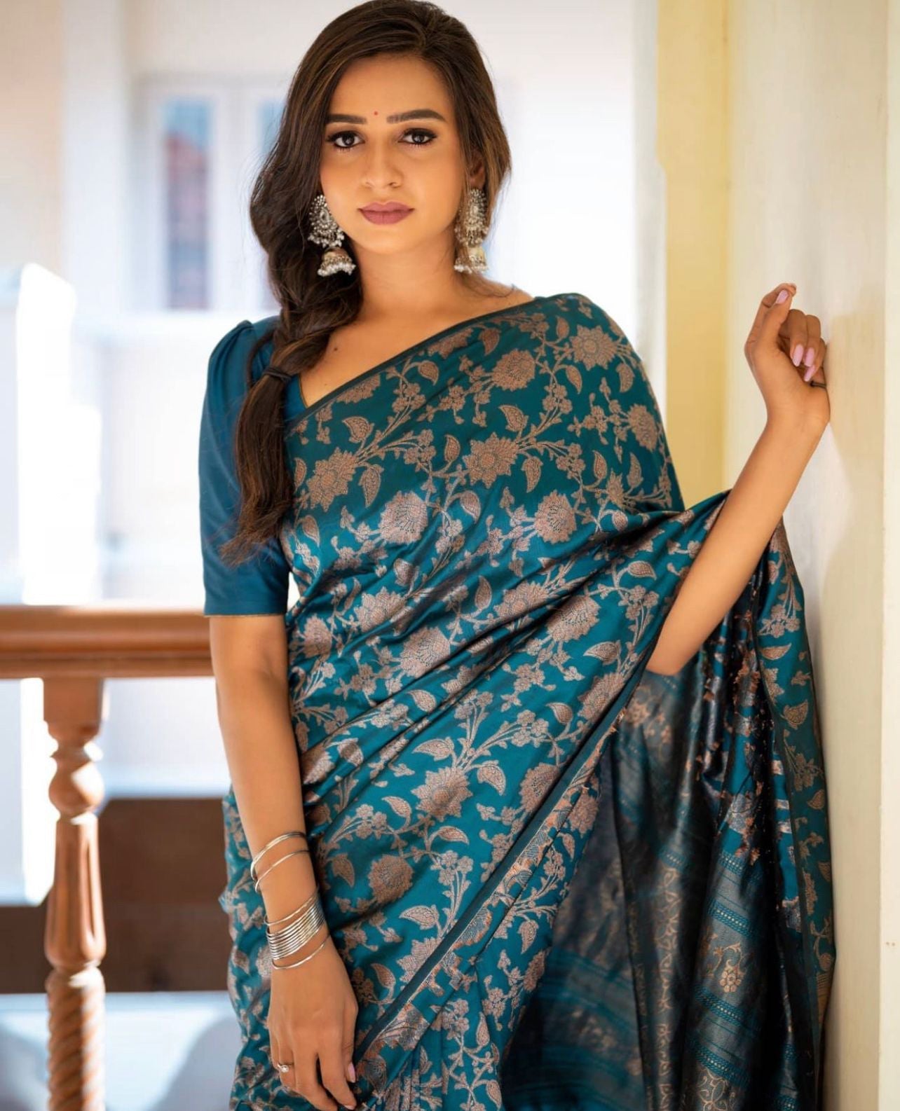 Trendy Rama Soft Silk Saree With Capricious Blouse Piece