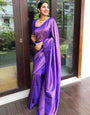 Gleaming Blue Soft Silk Saree With A Blouse Piece