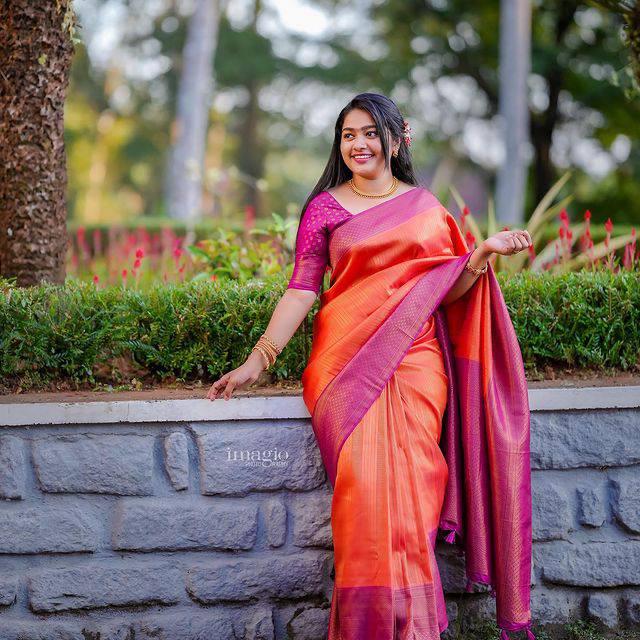 Imaginative Orange Soft Silk Saree With Desuetude Blouse Piece