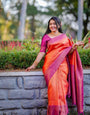 Imaginative Orange Soft Silk Saree With Desuetude Blouse Piece