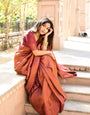 Felicitous Wine Soft Silk Saree With Adorable Blouse Piece