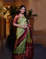 Mesmeric Green Soft Silk Saree With Enigmatic Blouse Piece