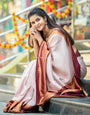 Exceptional Beige Soft Silk Saree With Stunning Blouse Piece