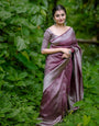 Effulgent Brown Soft Silk Saree With Flaunt Blouse Piece