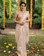 Incredible Cream Soft Silk Saree With Jazzy Blouse Piece