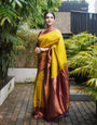 Smart Golden Soft Silk Saree With Palimpsest Blouse Piece