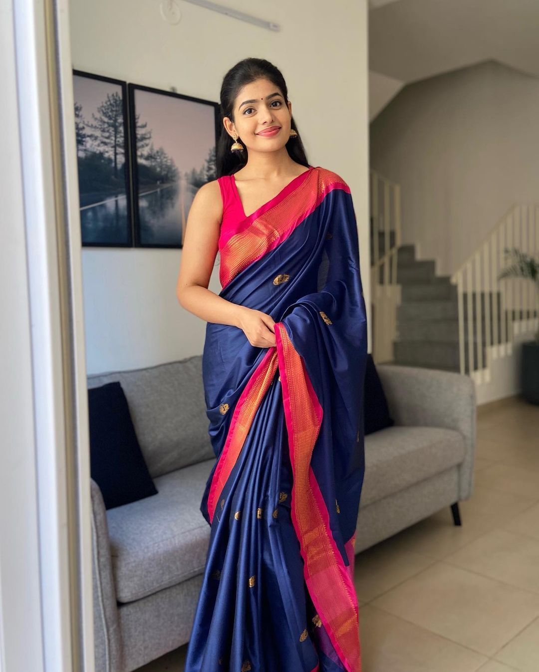 Aplomb Blue Soft Banarasi Silk Saree With Evanescent Blouse Piece