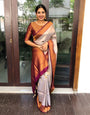 Traditional Beige Soft Silk Saree With Trendy Blouse Piece