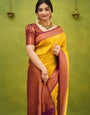 Gossamer Golden Soft Silk Saree With Symmetrical Blouse Piece