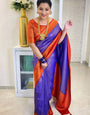 Desultory Royal Blue Soft Silk Saree With Glittering Blouse Piece