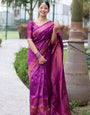 Impressive Purple Soft Banarasi Silk Saree With Blissful Blouse Piece